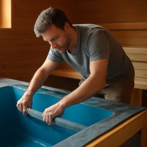 Процесс установки бассейна в сауне с учетом гидроизоляции