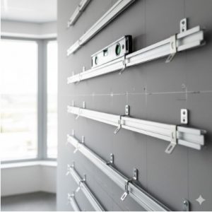 крепление акустических стеновых панелей на подсистему