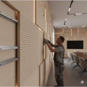 способы монтажа акустических панелей в переговорной